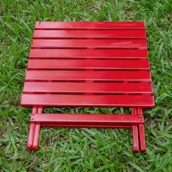 Merry Products Authentic Acacia Hardwood Compact Flat Folding Adirondack Slatted Side Table Outdoor Patio Furniture, Red image {4}