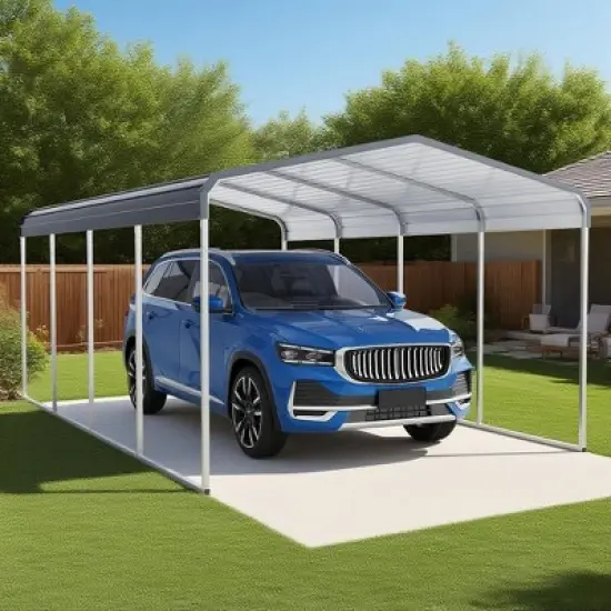 Acekool Heavy Duty Outdoor Carport, Galvanized Metal Roof, Reinforced Frame, Car Shelter and Garage image {7}