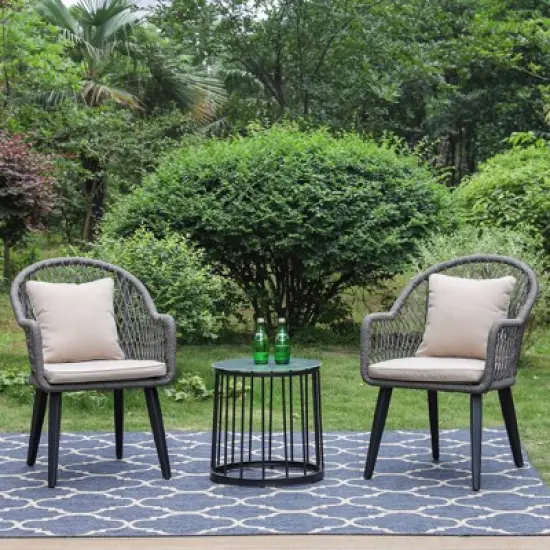 3pc Conversation Set with Chairs, Cushions & Table - Captiva Designs image {8}