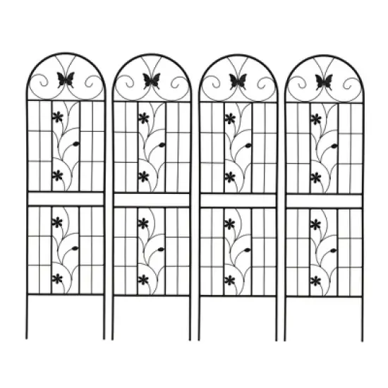 Syemin Patio Decorative Screens, Iron Arch Decoration Garden Trellis, for Outdoor for Climbing Plants Support, Flowerbed, Black, 19.7"*8.3"*71" image {3}