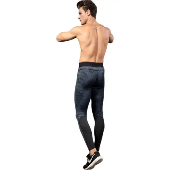 Anna-Kaci Active Men's High Performance Compression Leggings Full-Length with Honeycomb Texture and Elastic Waistband image {5}