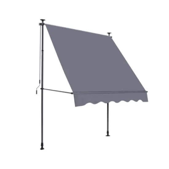 DSVIMOY Awnings, Manual Retractable Awning, 78'' Non-Screw Outdoor Sun Shade Cover with Protection for Backyard, Gary, 118"*47"*122' image {4}