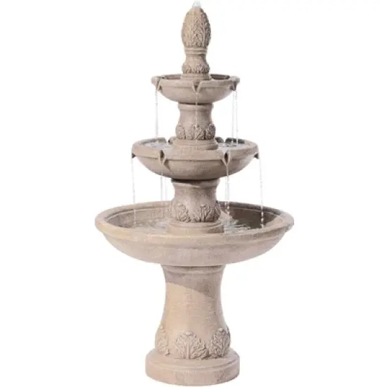 Domanico 57" High Large Italian Indoor Outdoor Decor Sand Stone Floor Fountain Waterfall 3-Tier Outside Garden Patio Yard Backyard image {5}