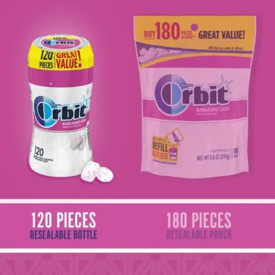 Orbit Bubblemint Sugar Free Gum - 120ct image {2}