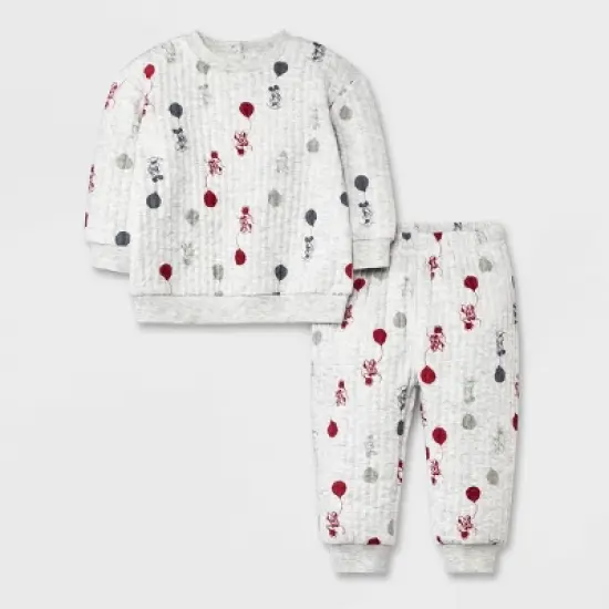 Baby Boys' Disney Mickey Mouse & Friends Ribbed Top and Bottom Set - Gray image {3}