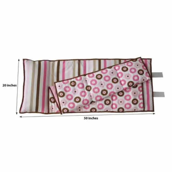 Bacati - Mod Dots/Stripes Pink Fuchsia Beige Brown Toddler Nap Mat image {2}