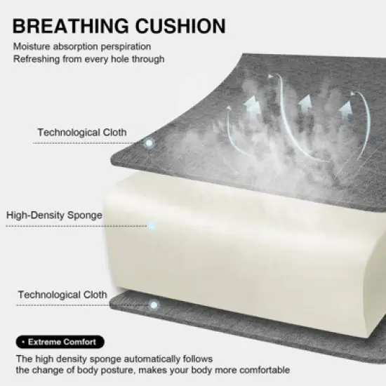 GTRACING Gaming Chair Fabric Height Adjustable Footrest Reclining Office Chair Darkgray image {1}