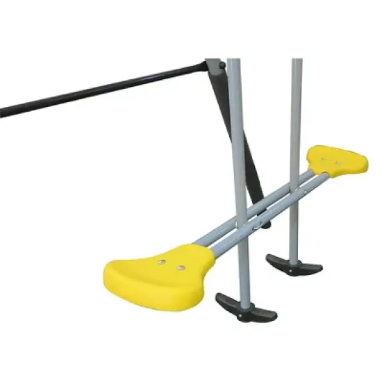 XDP Recreation Rising Sun Playground Metal A-Frame Kids Swing Set, 10 Child Capacity, Outdoor Playset with Slide, See-Saw, Glider, and Swings, Yellow image {1}