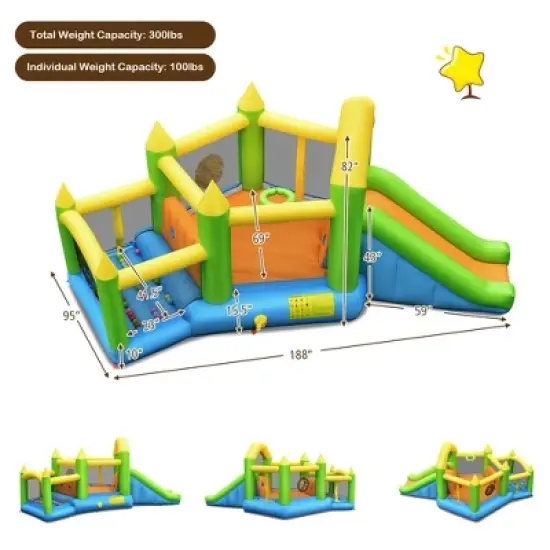 Costway Inflatable Slide Bouncer Ball Pit Basketball Dart Game Without Blower image {2}