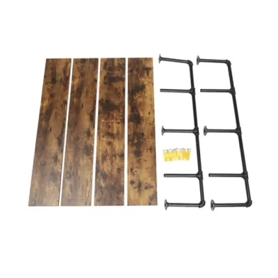 YIYIBYUS Industrial Pipe Shelving Wall Mounted, 4 Tier Rustic Metal Wine Rack image {4}