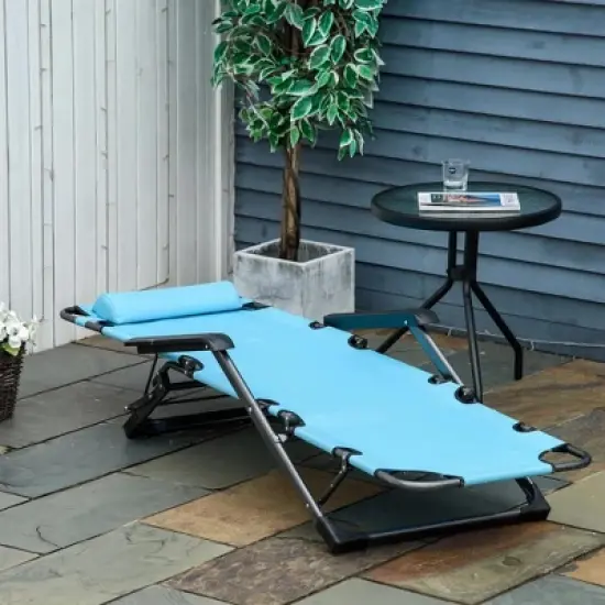 Resenkos Lounge Chair Outdoor, Patio Lounge Chair,Folding Chaise Lounge Chair for Outside, 2-in-1 Tanning Chair with Pillow & Pocket, Red image {9}