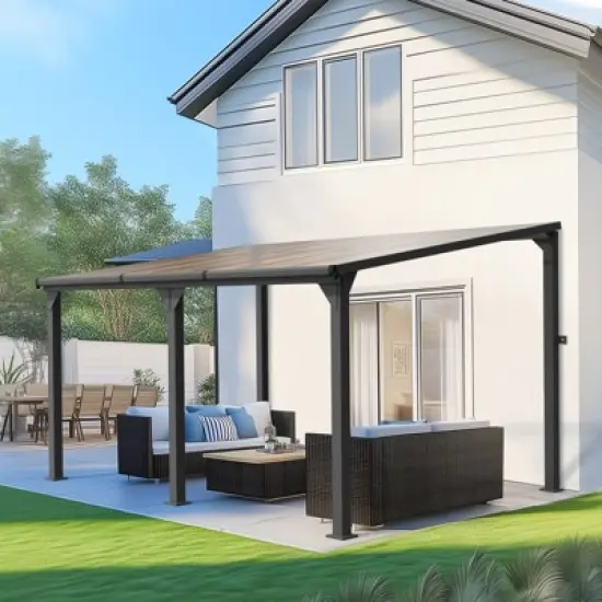 Pamapic Hardtop Outdoor Gazebo Pergola Aluminum Framed with Sloping Pitched Roof for Garden, Patio image {9}