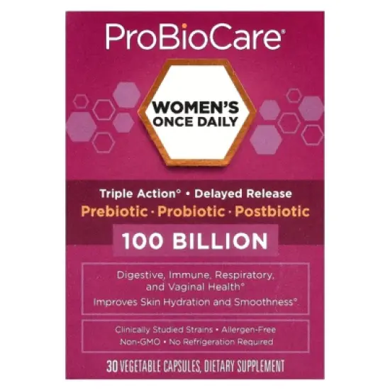 ProBioCare Women's Once Daily Probiotic, 100 Billion, 30 Vegetable Capsules image {3}