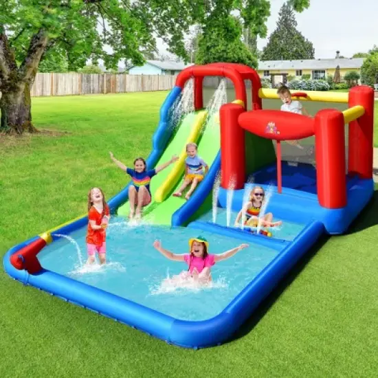 Costway Inflatable Water Slide Kids Jumping Bounce Castle w/ Ocean Balls & 780W Blower image {4}