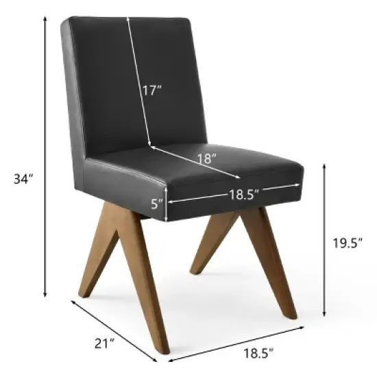Set of 2 Morgan 18.5" Wide Faux Leather Dining Chairs With Seat and Back and Upside Down "V" shape design Solid Wood Legs-The Pop Maison image {4}