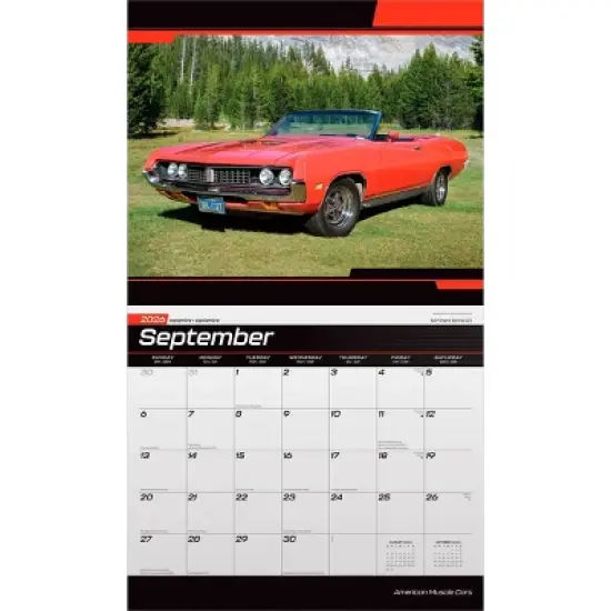 BrownTrout American Muscle Cars 2026 14"x24" Hanging Deluxe Wall Calendar Plastic-Free image {3}