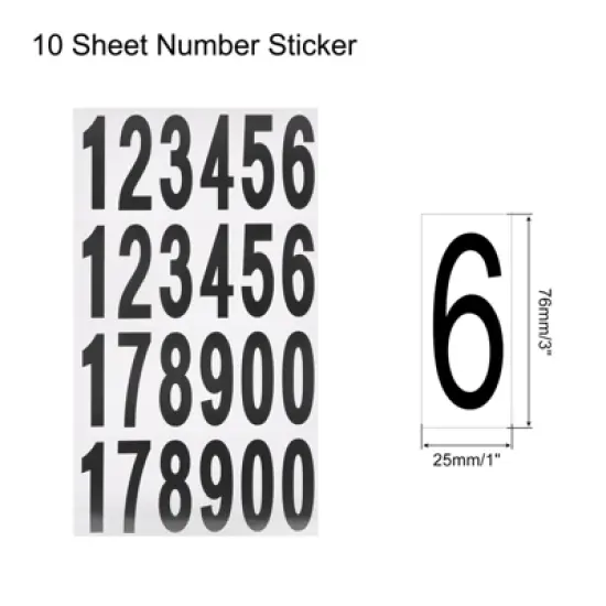 Unique Bargains Office Home Warehouse Self-Adhesive Mailbox Numbers Sticker 10 Sheet image {1}