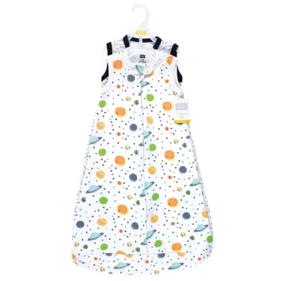 Hudson Baby Infant Boy Interlock Cotton Sleeveless Sleeping Bag, Space image {1}