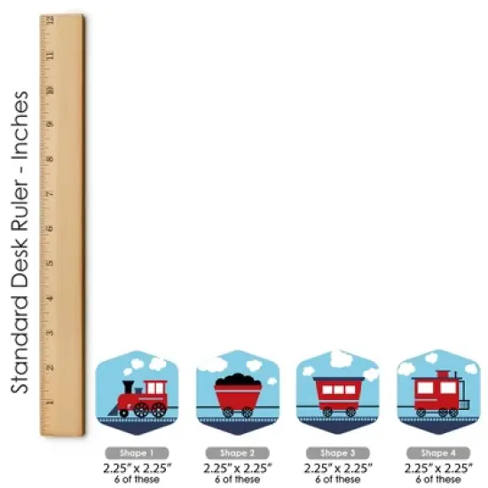 Big Dot of Happiness Railroad Party Crossing - Steam Train Birthday Party or Baby Shower Scavenger Hunt 1 Stand and 48 Game Pieces Hide and Find Game image {6}