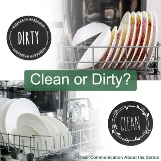 Unique Bargains Non-Scratch Double Side Clean Dirty Sign Round Dishwasher Magnet image {2}