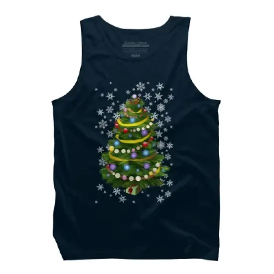 Men's Design By Humans Christmas Tree and Snowflakes By IvaW Tank Top image {5}