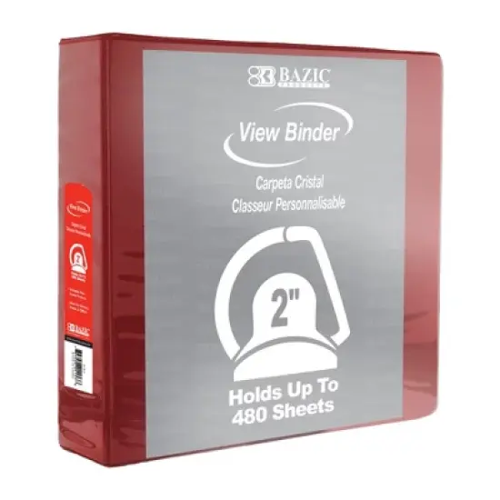BAZIC Products&reg; Slant D Ring View Binder with 2 Pockets, 2", Burgundy image {1}