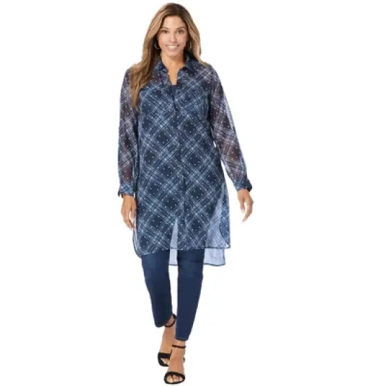 Jessica London Women&rsquo;s Plus Size Sheer Georgette Mega Tunic image {19}