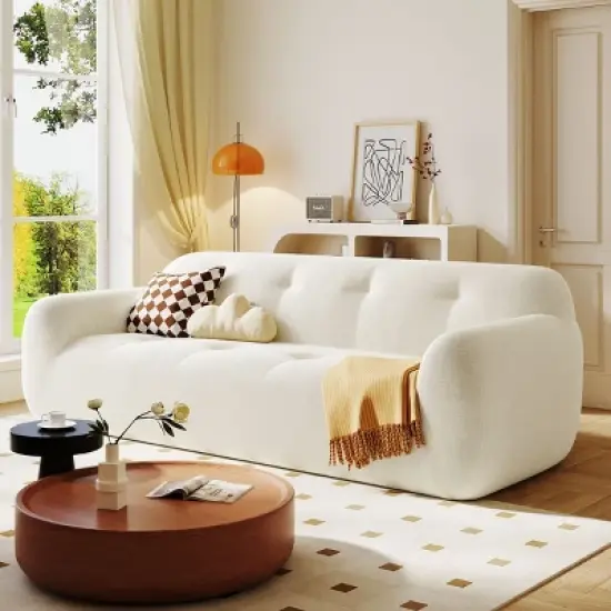 Modern 3 Seat Chenille Fabric Upholstered Sofa Couch,American Traditional Couch,85" Plush Lounge Sofa for Living Room Apartment-Cuddlewood image {7}