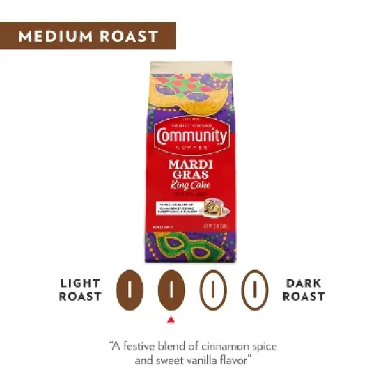 Community Coffee Mardi Gras King Cake Medium Roast Ground Coffee - 12 oz image {4}