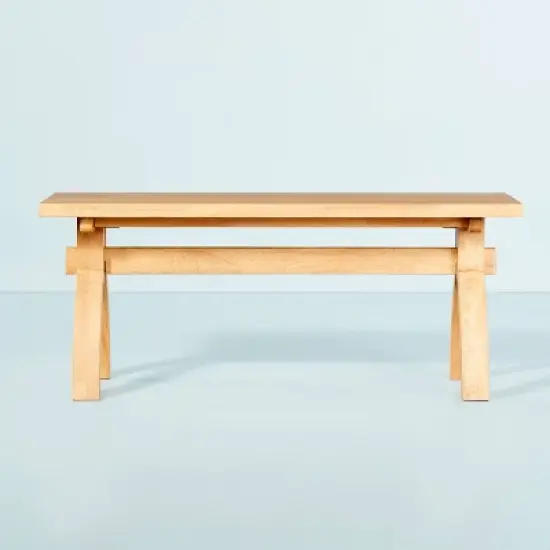 Sawhorse Wood Bench - Natural - Hearth & Hand&trade; with Magnolia image {2}