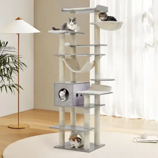 Cat Tree with Toy, Cat Tower Condo for Indoor Cats Features Scratching Post image {9}
