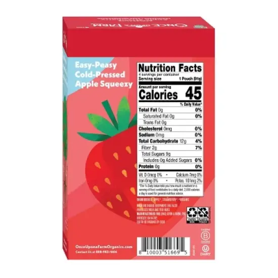 Once Upon A Farm Organic Strawberry Applesauce - 12.8oz/4ct image {1}