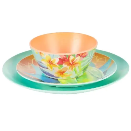 Laurie Gates Tropical Parrots 12 Piece Melamine Dinnerware Set in Assorted Designs image {11}