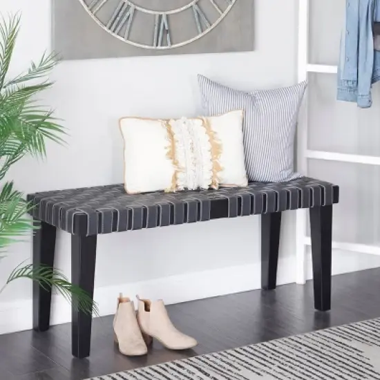 Rustic Birch Bench Black - Olivia & May image {1}