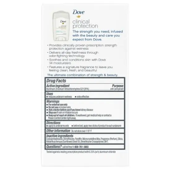 Dove Beauty Clinical Protection Cool Essentials Women's Solid Antiperspirant & Deodorant Stick - 1.7oz image {3}