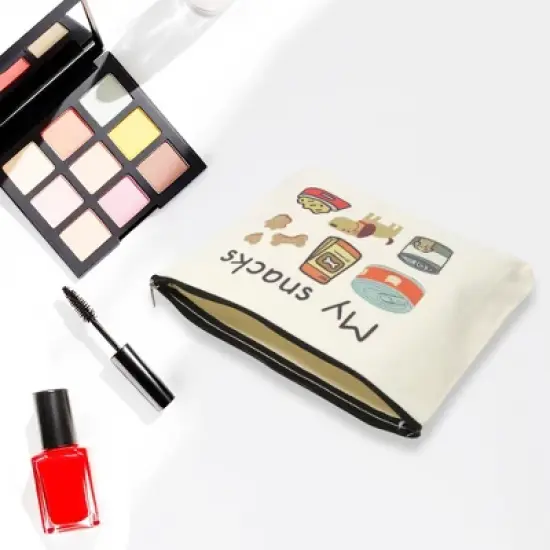 Unique Bargains Durable Pet Snacks Pattern Makeup Bag Beige 1 Pc image {3}