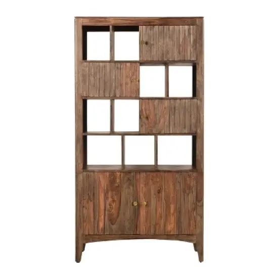 75" Nancy 5 Door Bookcase Natural Brown - Treasure Trove Accents image {1}