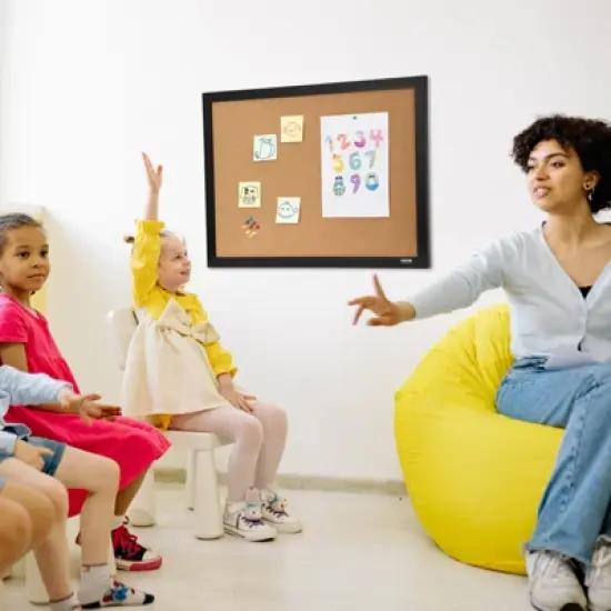 VEVOR Cork Board, 36x24 inches Bulletin Board with MDF Sticker Frame, Vision Board Includes 10 Pushpins, for Display and Decoration in Office Home image {1}