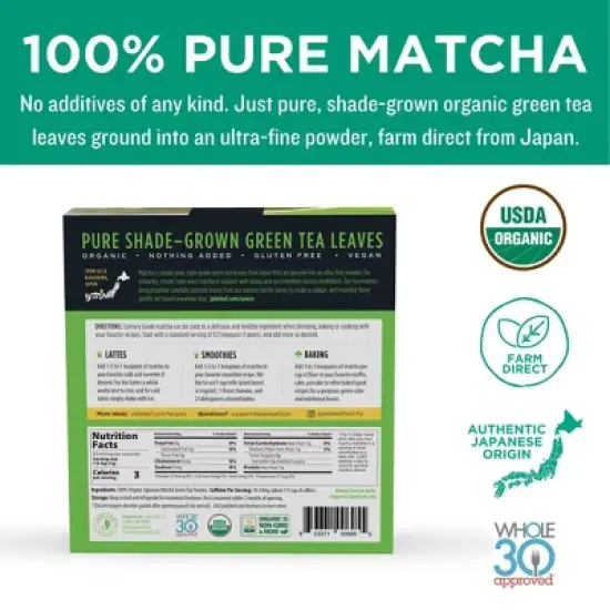 Jade Leaf Organic Classic Culinary Japanese Matcha Green Tea Powder Mix - 1oz image {9}