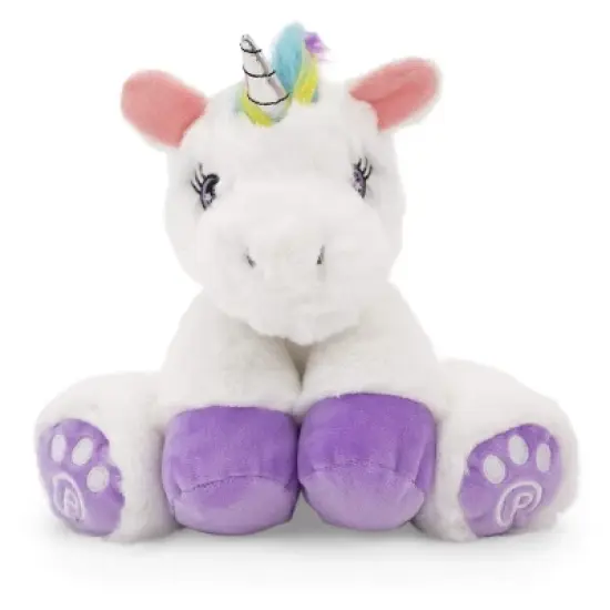 Plushible 10" White Stuffed Unicorn Plush Animal with Rainbow Hair image {1}