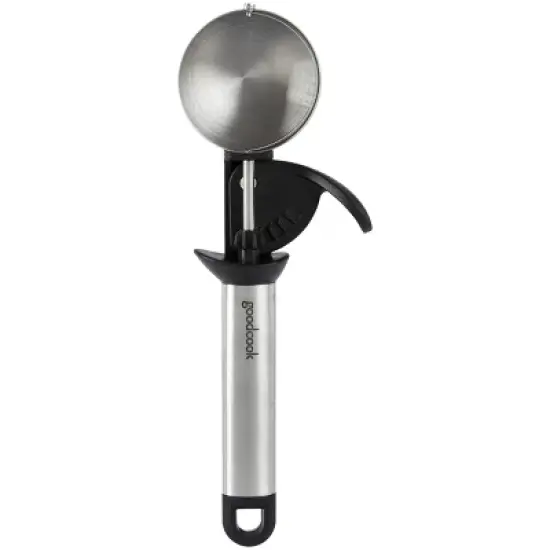 GoodCook Ready Trigger Ice Cream Scoop: Stainless Steel, Dishwasher-Safe, 9.44" Length, Black Handle image {4}