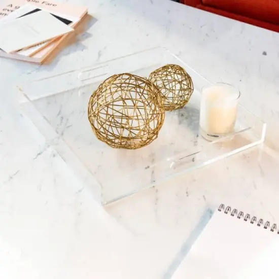 RUSSELL + HAZEL Acrylic Tray: Clear Desk Organizer, 16x16 Document Holder, Office Supplies image {1}