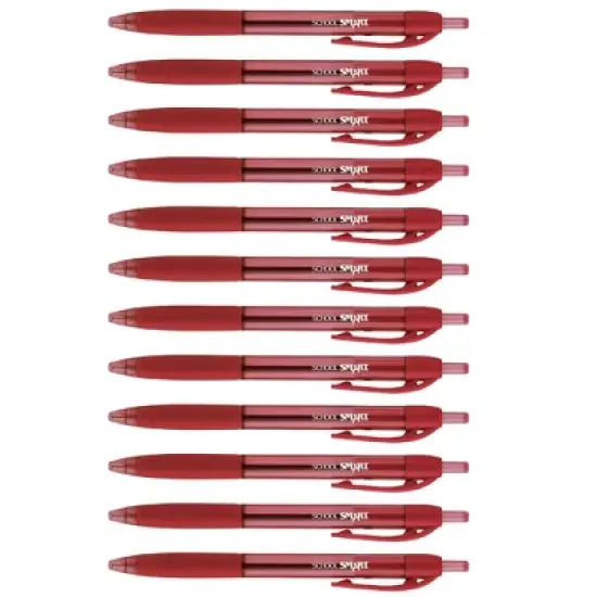 School Smart Retractable Hybrid Gel and Ink Pens, Red, Pack of 12 image {1}