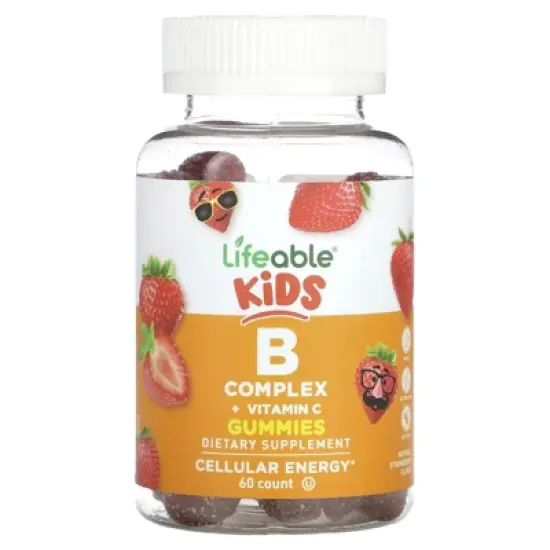 Lifeable Kids B Complex + Vitamin C Gummies, Natural Strawberry, 60 Gummies image {2}