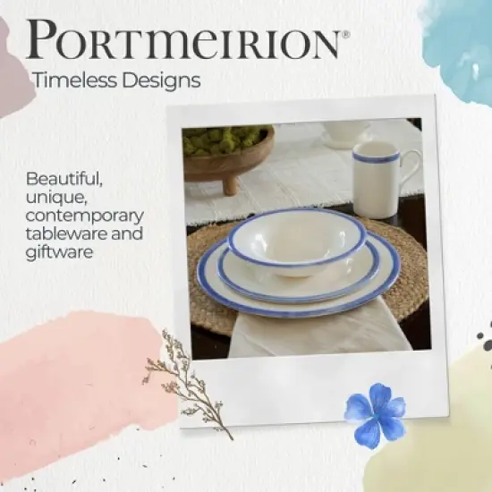 Portmeirion Potter's 9oz Brushstroke Breakfast Mug, Set of 4, Elegant Earthenware Tea Mugs with Handle, Ideal Gift for Coffee Lovers - Blue image {6}