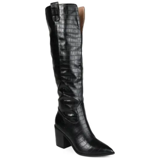Journee Collection Womens Therese Tru Comfort Foam Wide Calf Stacked Heel Knee High Boots image {9}