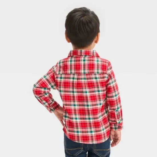 Toddler Boys' Plaid Woven Shirt - Cat & Jack&trade; Red image {1}