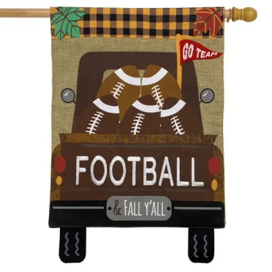 Briarwood Lane Football Truck Burlap Fall House Flag Pickup Sport image {1}