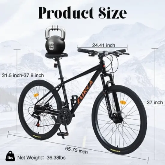 Mountain Bike for Men and Women 26 inch 24 Speed Suspension Fork Tires image {3}