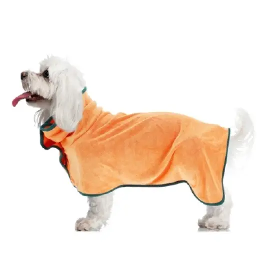 Unique Bargains Dog Bathrobe Fast-Drying Dog Towel Absorbent Dog Coat Bath Robe S Orange image {3}